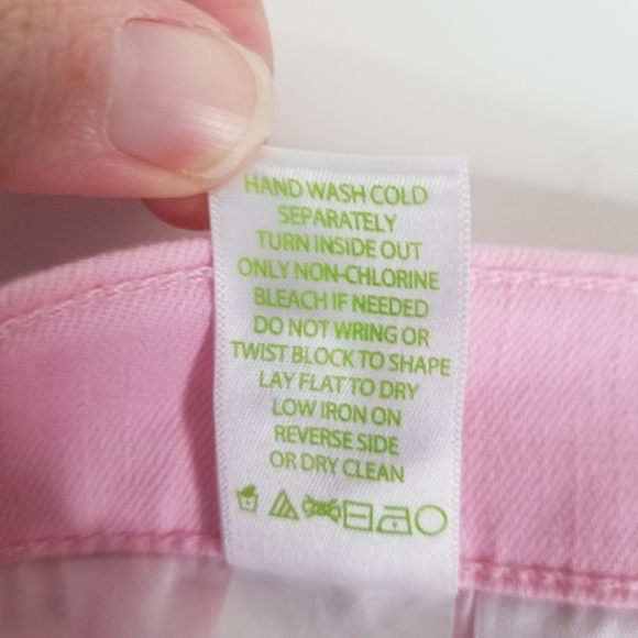 Lilly Pulitzer South Ocean Crop Flare Pink Tropics Polka Dot Denim Jeans Size 2 - Picture 10 of 15